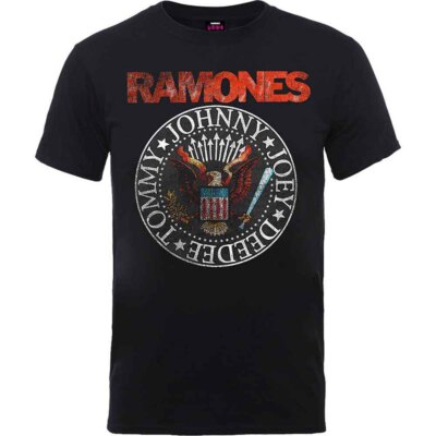 Ramones Vintage Eagle Seal T-Shirt Black New