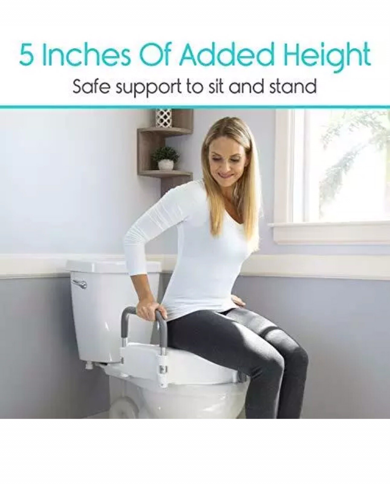 Vive Raised Toilet Seat 5" Portable, Elevated Riser with Padded