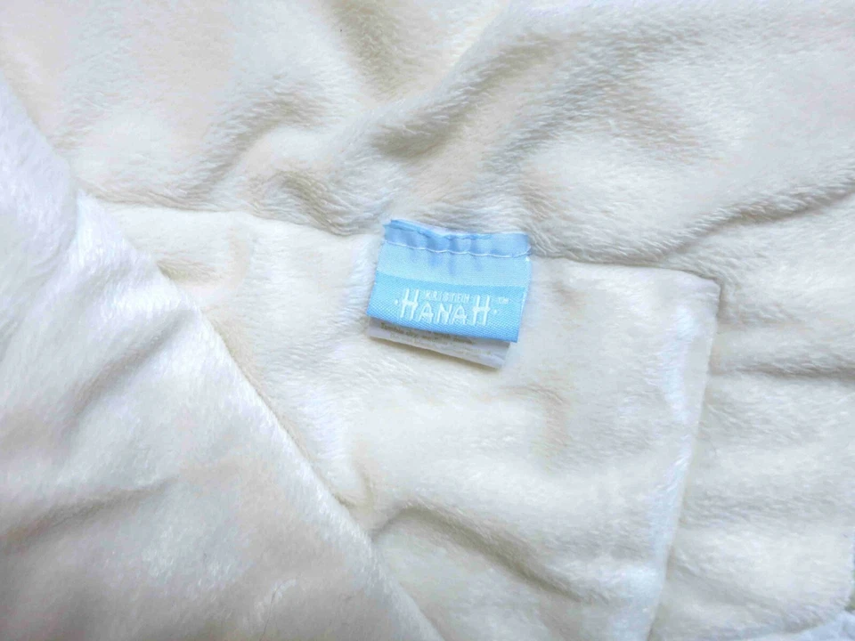 Kristen HanaH Sweet Little Baby w Giraffe & Blue Leaves Cream Plush Baby Blanket - Image 3 of 3