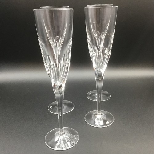 4 Vintage Tall Stem Crystal Cut Champagne Flute Glasses Marked on Base - Picture 5 of 8