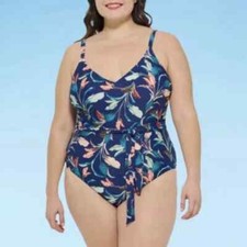 JCP Mynah - Lush Leaves - one piece swimsuit - Size: 22W
