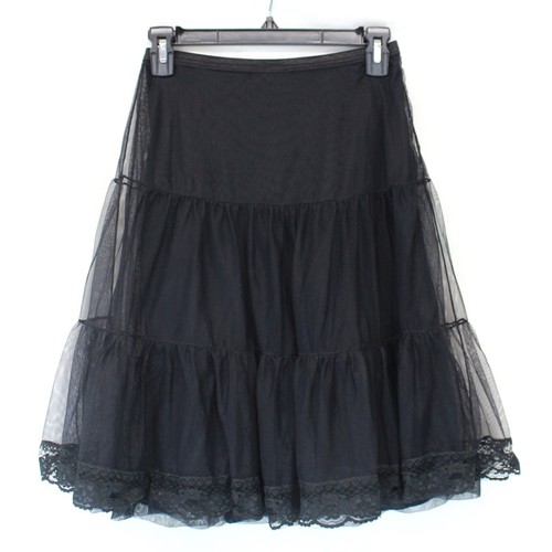 Falda Babydoll Negra Free People Forrada en Capas Gótica Miércoles XS