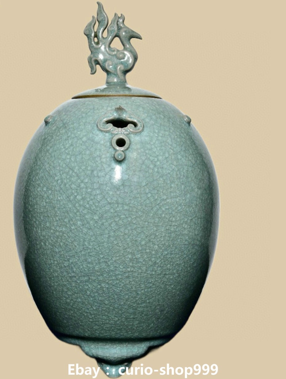 13.3 Inch Song Dynasty Ru Kiln Porcelain Phoenix Bird Animal Crock Jar Pot Antique Design