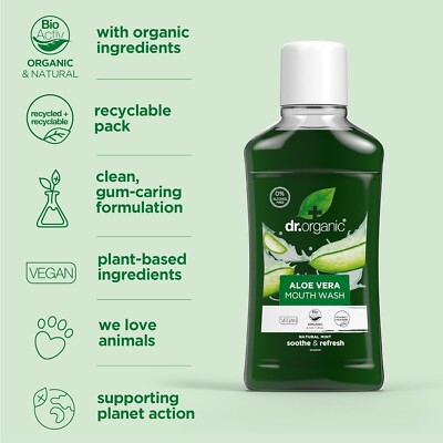 Dr Organic Purifying Mundspülung Aloe Vera Arnika Teebaum Grapefruitsamen 500ml
