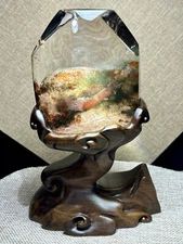 2.6lb Natural Green Ghost Phantom Quartz Crystal Mineral Specimen Reiki+base