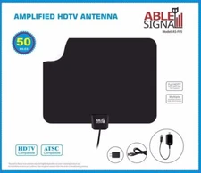 Thin Flat Digital TV Antenna Indoor HDTV 4K HD 1080P Amplified 50 Miles