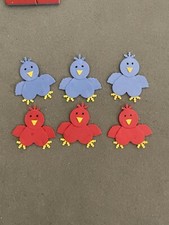 6 Red  Blue Birds Scrapbook Embellishments To Decorate Your Scrapbook, 1  Tall