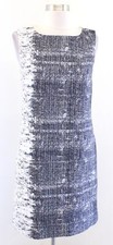 Elie Tahari Navy Black White Abstract Ombre Tweed Shift Dress Size 2 Womens