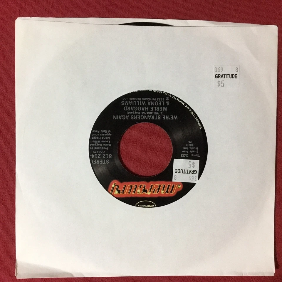 Merle Haggard, Leona Williams – We're Strangers Again   *1983:7", 45 RPM, Single - Image 3 of 3