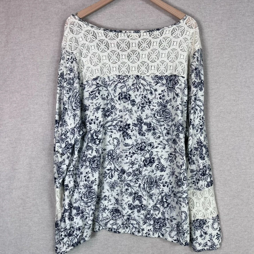 Ruff Hewn Womens Boho Lace Inset Top Size 2X Floral Cottagecore Feminine Country - Image 2 of 4