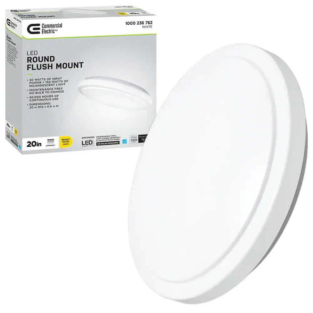 Hampton bay dimmable white led flush mount ceiling light 4000k bright white deals