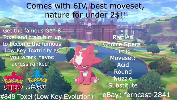 TOXEL ✨ Ultra Square SHINY 6IV ✨ Pokemon SWORD and SHIELD lv1 +Free  MasterBall