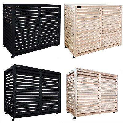 Klimaanlagen-Abdeckung Aus Holz 100x44cm - Sichtschutz Für Außengeräte Mit Lamellendesign