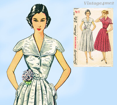 1950s Vintage Simplicity Sewing Pattern 8407 Uncut Misses Party Dress Sz 36  Bust | eBay