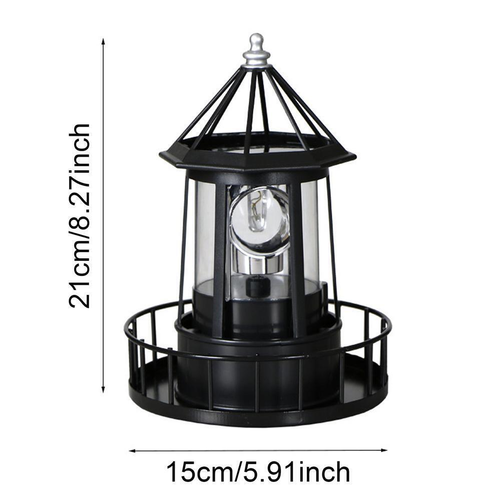 Solar Powered LED Rotating Lighthouse Night Light Outdoor Home Garden ...