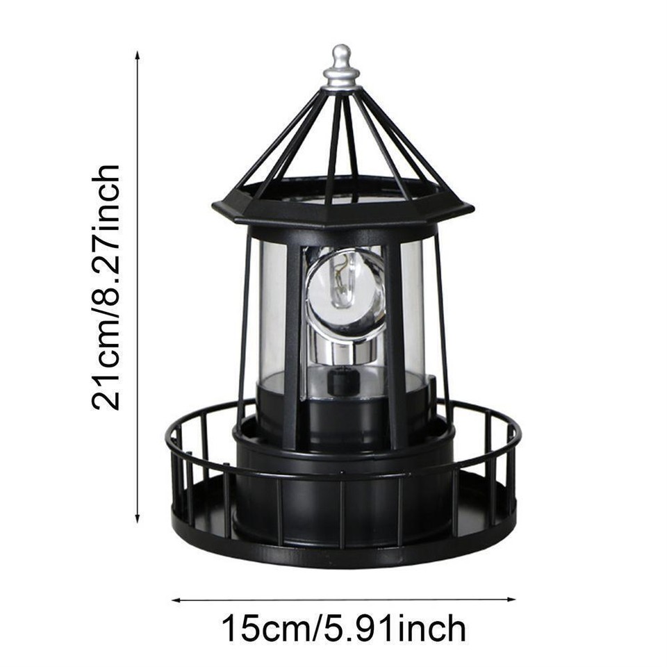Solar Powered LED Rotating Lighthouse Night Light Outdoor Home Garden ...