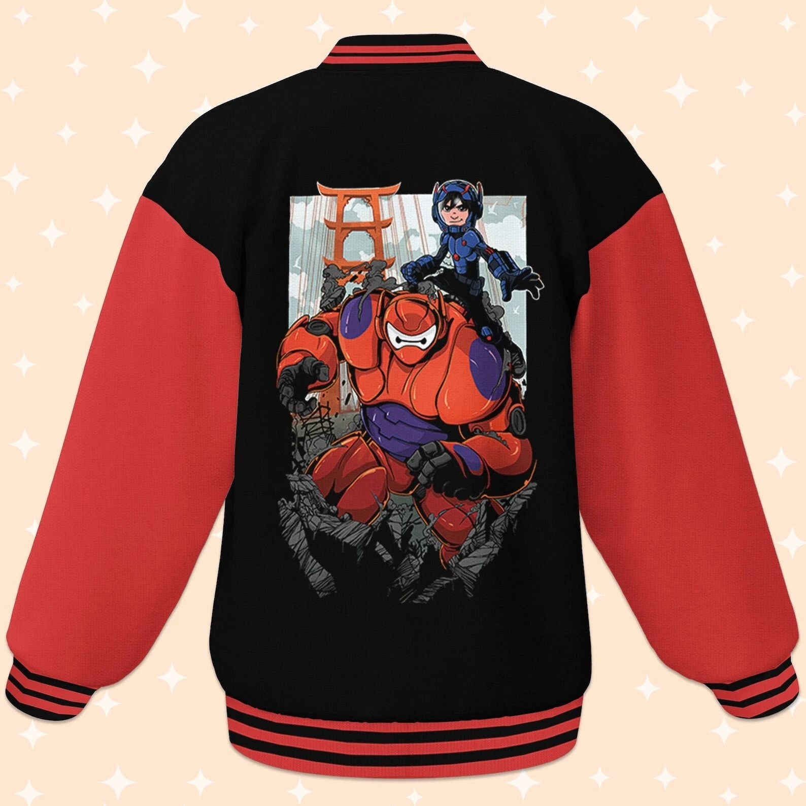 Personalized Disney Big Hero 6 Black Red Varsity Jacket, Baseball Outfit