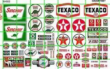 NH002 1/2 Set N SCALE GAS/OIL FILLING STATION SIGN MID LATE CENTURY DAVE'S DECAL