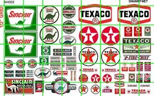 NH002 1/2 Set N SCALE GAS/OIL FILLING STATION SIGN MID LATE CENTURY DAVE'S DECAL