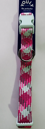 YOULY Pink Multicolored Reflective Dog Collar, Medium