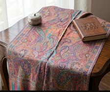 Kashmiri Jamawar Paisley Shawl Wrap Multicolor Silk Blend Scarf Soft Lightweight