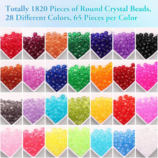 1820 Pcs 6mm Faceted Crystal Beads Assorted Colors