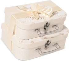 Baby Keepsake Box, New Baby Gift Box Two Ready to Fill Cream Gift Box for Newbo