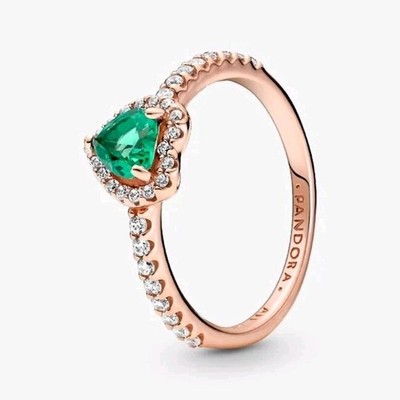 Pandora Sparkling Elevated Heart Ring 14k rose gold plating 188421C03