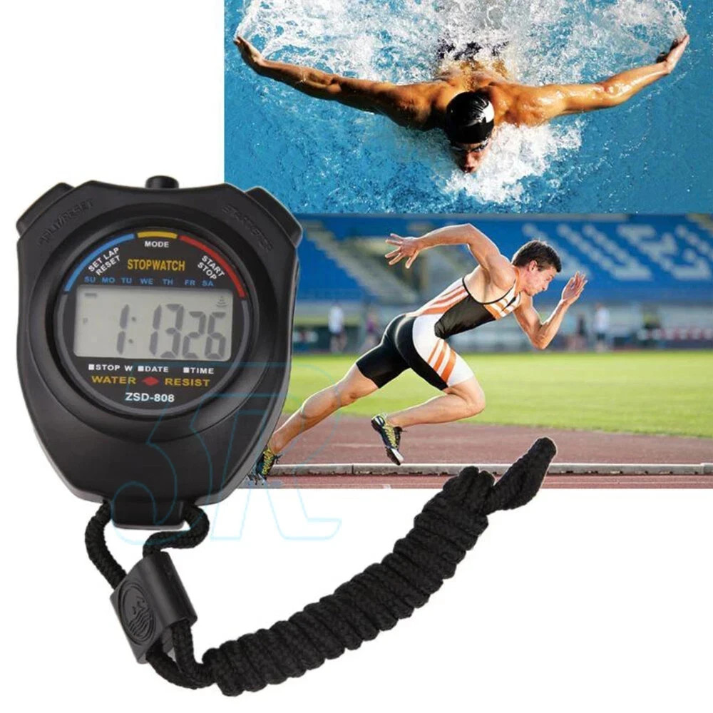 Handheld Stopwatch Digital Chronograph Sport Counter Lap Timer Alarm Watch Clock