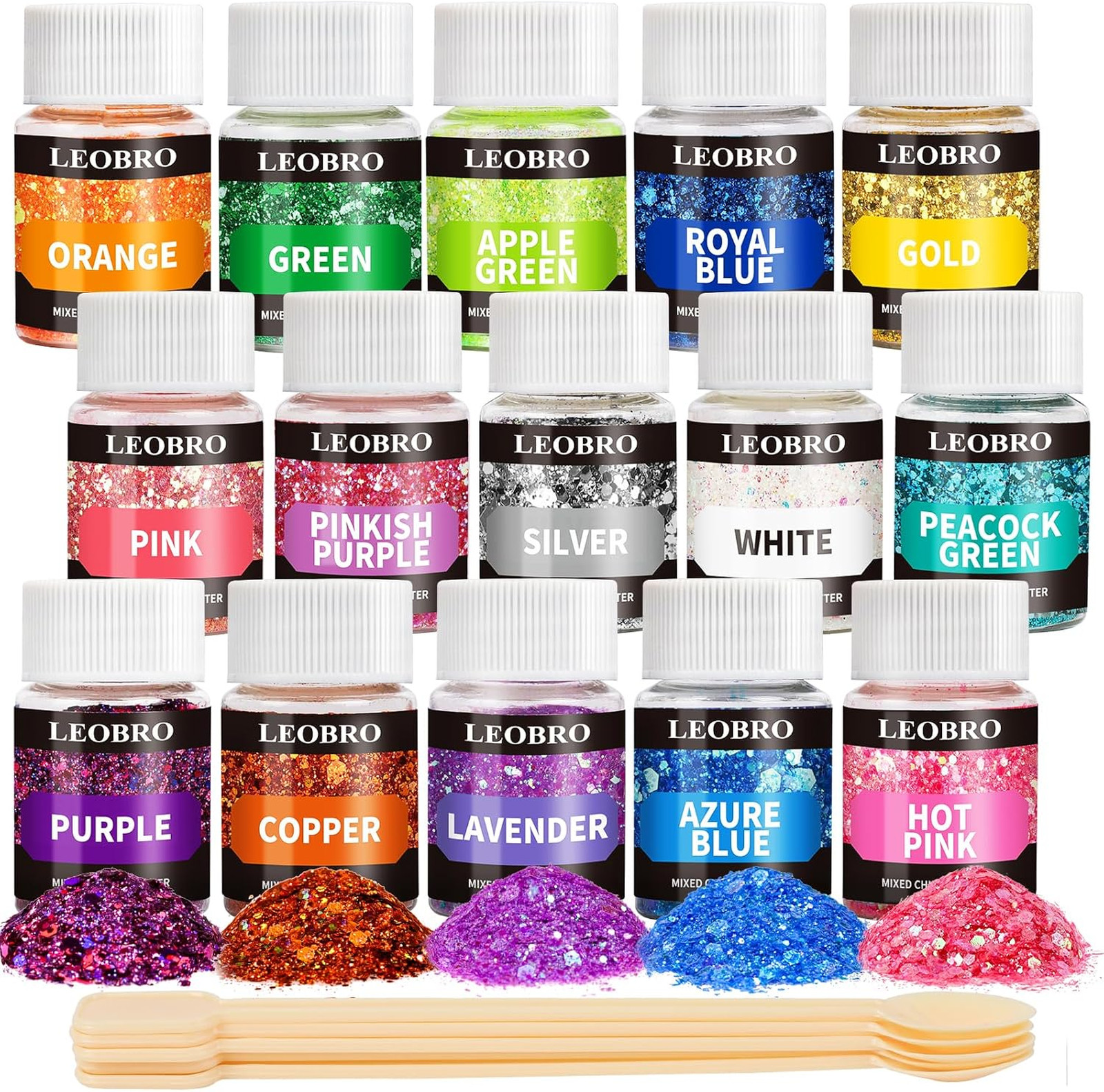 Holographic Chunky Glitter 15 Colors for Resin Nail Body Jewelry Crafts with