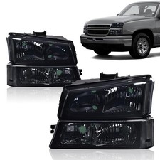 Smoke Black Reflector Headlight 03-06 Avalanche Silverado 1500 2500 2500HD3500HD