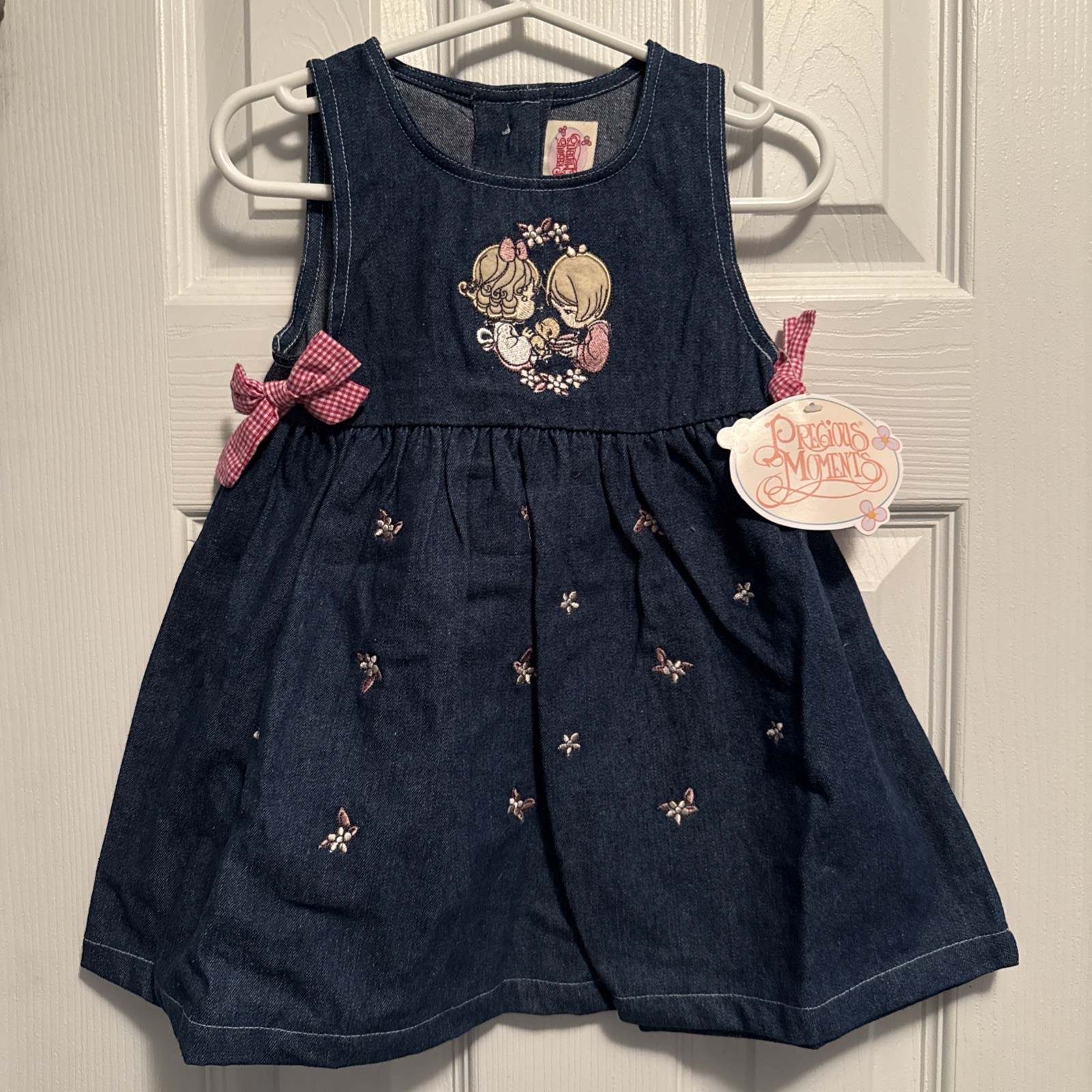  Vintage Y2K Precious Moments Denim Dress Size 18 months Embroidered NWT