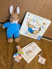 PETER RABBIT SOFT TOY WITH RATTLE + WOODEN PUZZLE + TOUCH & FEEL BOOK