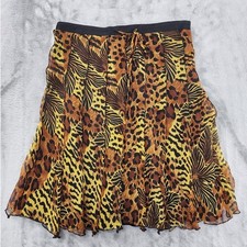 Vintage WD.NY Skirt Womens 4 Animal Print Silk Godet Pleated Jagged Hem Lined