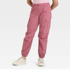 Girls' Parachute Cargo Pants - Cat Jack Pink Rose Size XL 14