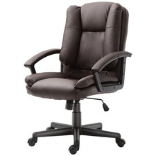 HOMCOM Swivel Executive Office Chair Mid Back PU Leather Chair w/ Arm, Brown
