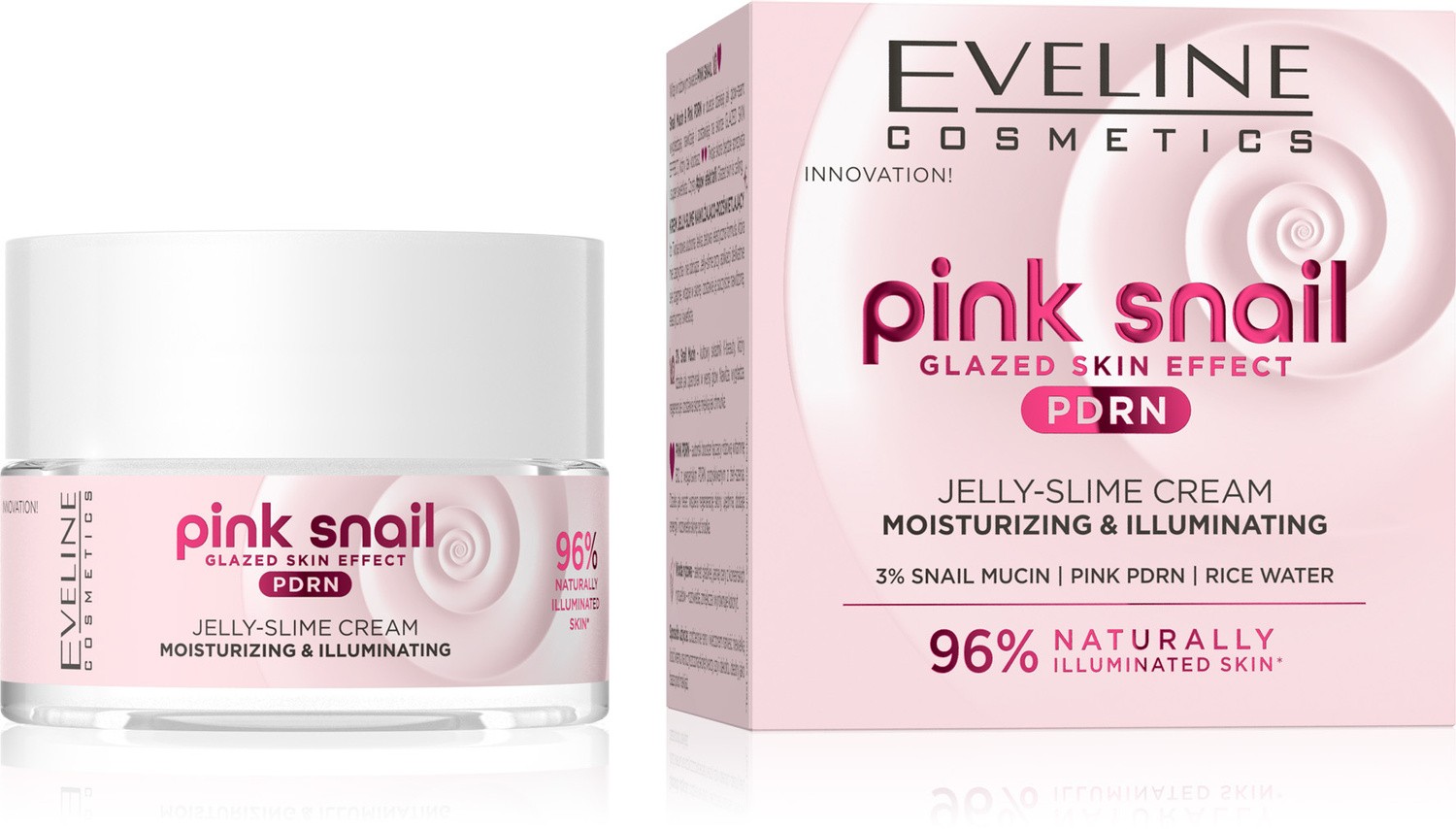 Eveline Pink Snail Jelly Slime Moisturizing Brightening Cream Dry Skin 50ml