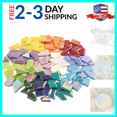 Iridescent Glass for Crafts Bulk,200g Broken Mosaic Glass Pieces for DIY Home...