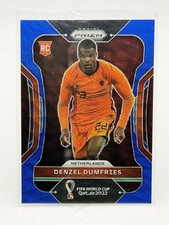 2022 Panini Prizm World Cup Qatar Denzel Dumfries Blue Wave /199 Rookie Card. rookie card picture