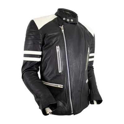 Motorrad Lederjacke Retro Jacke Herren 80´s Old school Bikerjacke Rocker - Bild 1 von 4