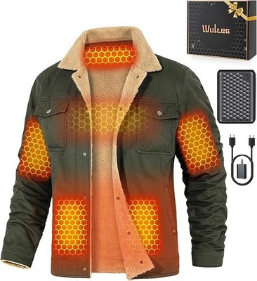 Wulcea Graphene Heated Jacket for Men 12V Fast Charge 18400Mah Large Capacity XL
