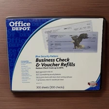 Office Depot 300 Business Check & Voucher Refills Use w/ Quickbooks Checksoft +