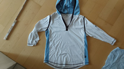 Cecil Langarmshirt Hoody Pullover Gr. Xl Maße in d. Fotos blau weiß Baumwolle