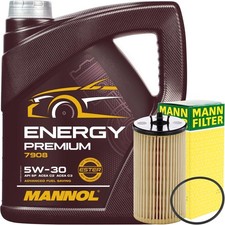 MANN-FILTER ÖLFILTER + 4L 5W-30 MANNOL ENERGY PREMIUM MOTORÖL DEXOS2 ACEA C3
