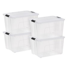 60 Qt. Plastic Storage Bins W/ Lids Stackable Storage Containers Totes 4 Pack