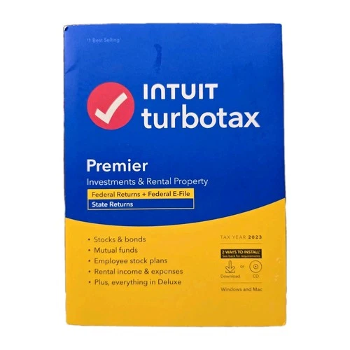 TurboTax Premier 2023 Federal +1 State Windows & Mac CD