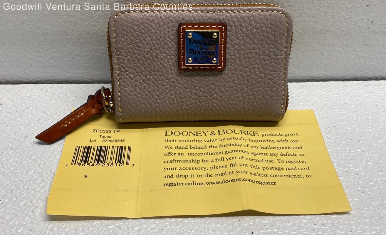 Doney & Burke Pebble Grain Zip Around Taupe Wallet ZR0322 Compact & Stylish