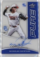2015 Leaf Perfect Game National Showcase Pure Blue 8/15 Nick Quintana Auto n1u