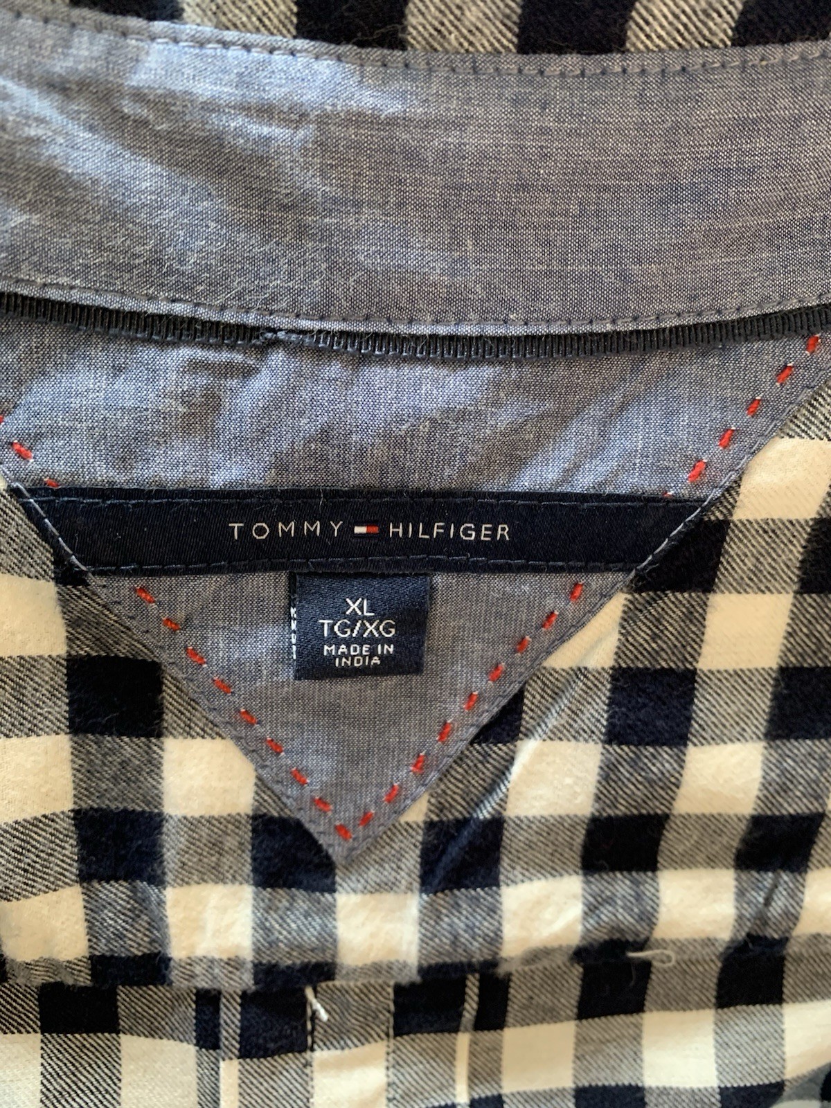 Tommy Hilfiger Women's Cotton Long Sleeves Gingham Shirt Black&white Color Xlg