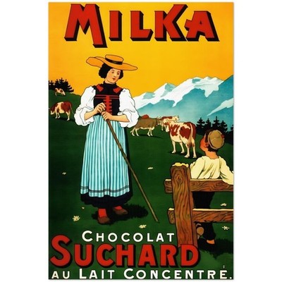 Milka Chocolat Suchard Vintage Swiss Chocolate Advertising Poster